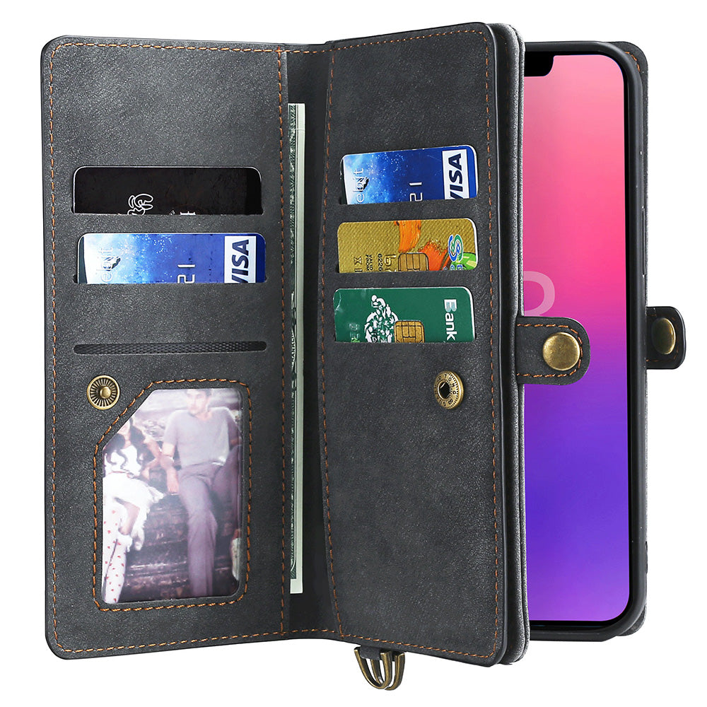 MEGSHI 021 Series pro iPhone 14 Odnímatelná magnetická peněženka s plnou ochranou Shell kožený stojánek na telefon MEGSHI 021 Series pro iPhone 14 Odnímatelná magnetická peněženka s plnou ochranou Shell kožený stojánek na telefon